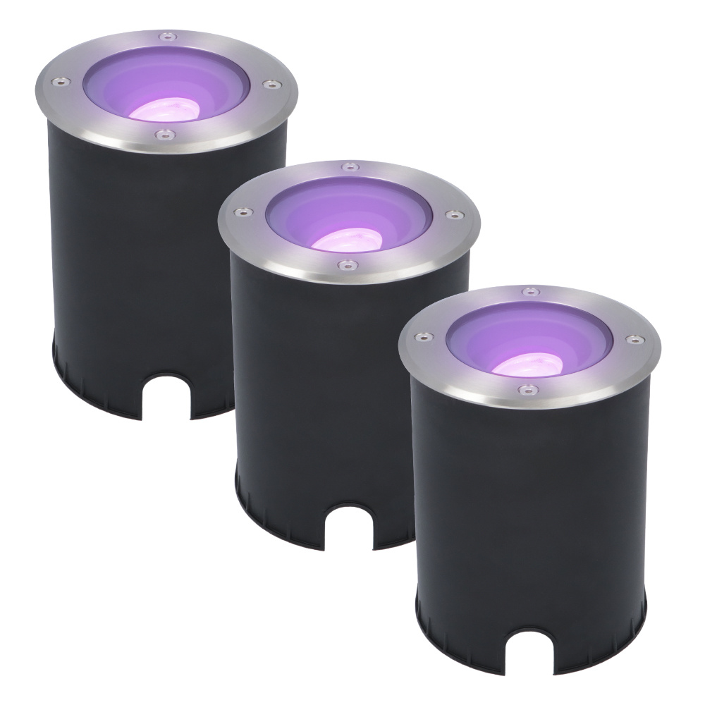 3x Lilly Spot LED au Sol Extérieur - Wifi + Ble - RGBWW - Inclinable - IP67