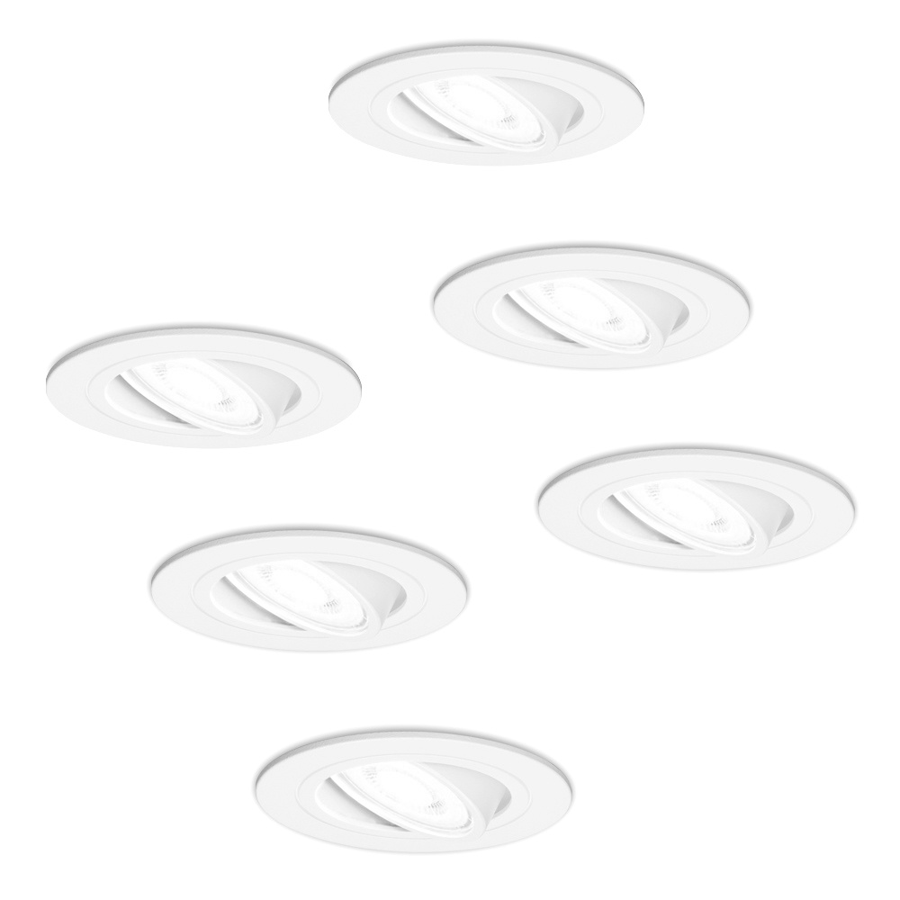 6x Pittsburg LED Einbaustrahler - 4W 345lm - 6500K - Dimmbar Schwenkbar - Weiß