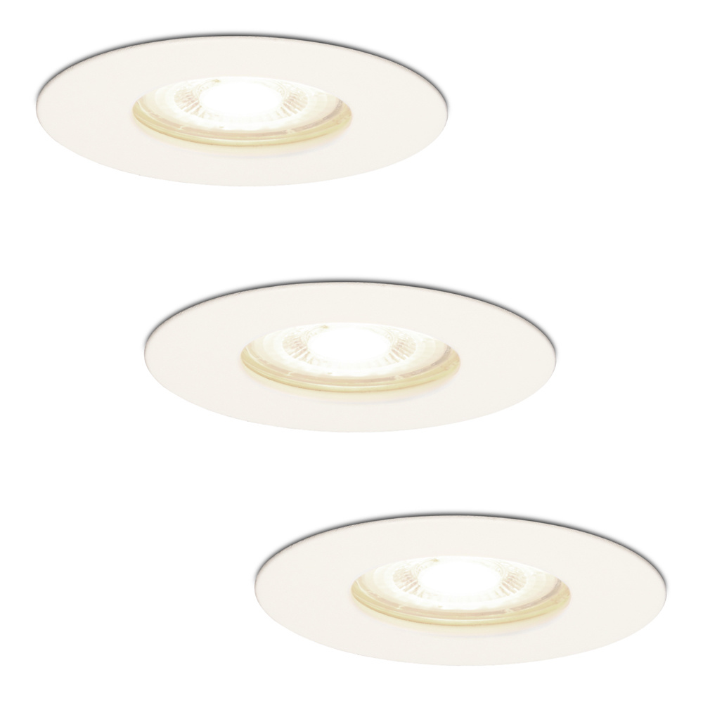 3x Bari Spot LED Encastrable - 4W 345lm - 4000K - GU10 - Rond - IP65 - Blanc