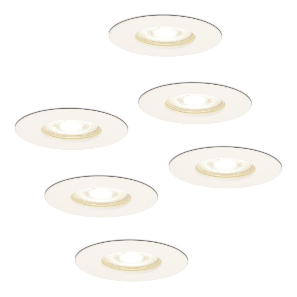 6x Bari Spot LED Encastrable - 4W 345lm - 4000K - GU10 - Rond - IP65 - Blanc