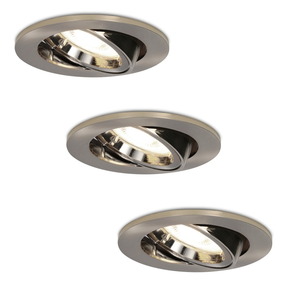 3x Lublin Spot LED Encastrable - 4W 345 Lumen - 4000K - Inclinable - Acier inox