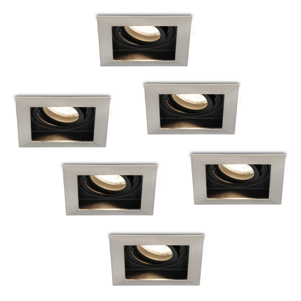 6x Durham LED indbygningsspots - 4W 345lm - 4000K - Vipbar - Rustfrit stål