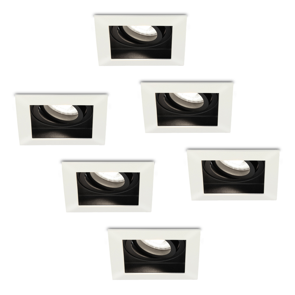 6x Durham LED Inbouwspots - 4W 345lm - 6500K - GU10 - Kantelbaar - Wit