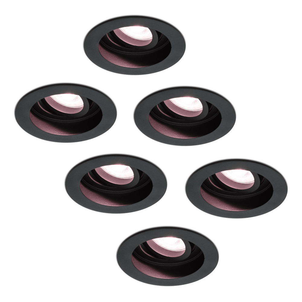 6x Laredo Smart indbygningsspots - Wifi + Ble- 5,5W 345lm - RGBWW - GU10 - Sort