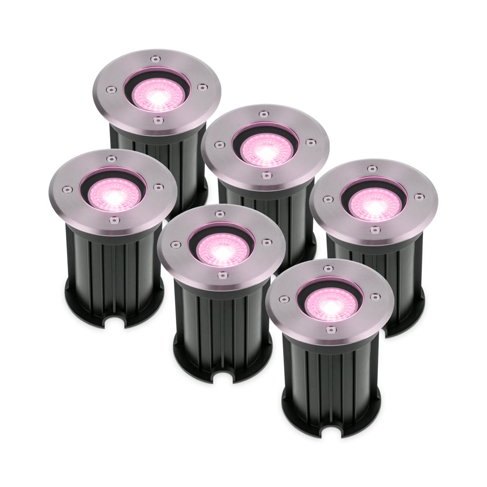6x Maisy Spot LED au sol - Ø12cm - GU10 - Wifi + Ble - RGBWW - 5,5W 345lm - IP67