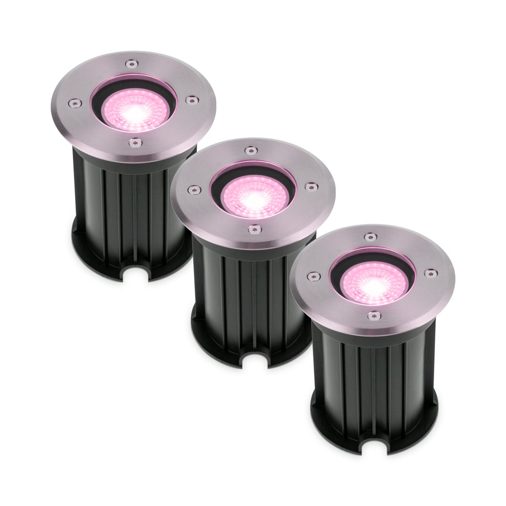 3x Maisy Spot LED au sol - Ø12cm - GU10 - Wifi + Ble - RGBWW - 5.5W 345lm - IP67