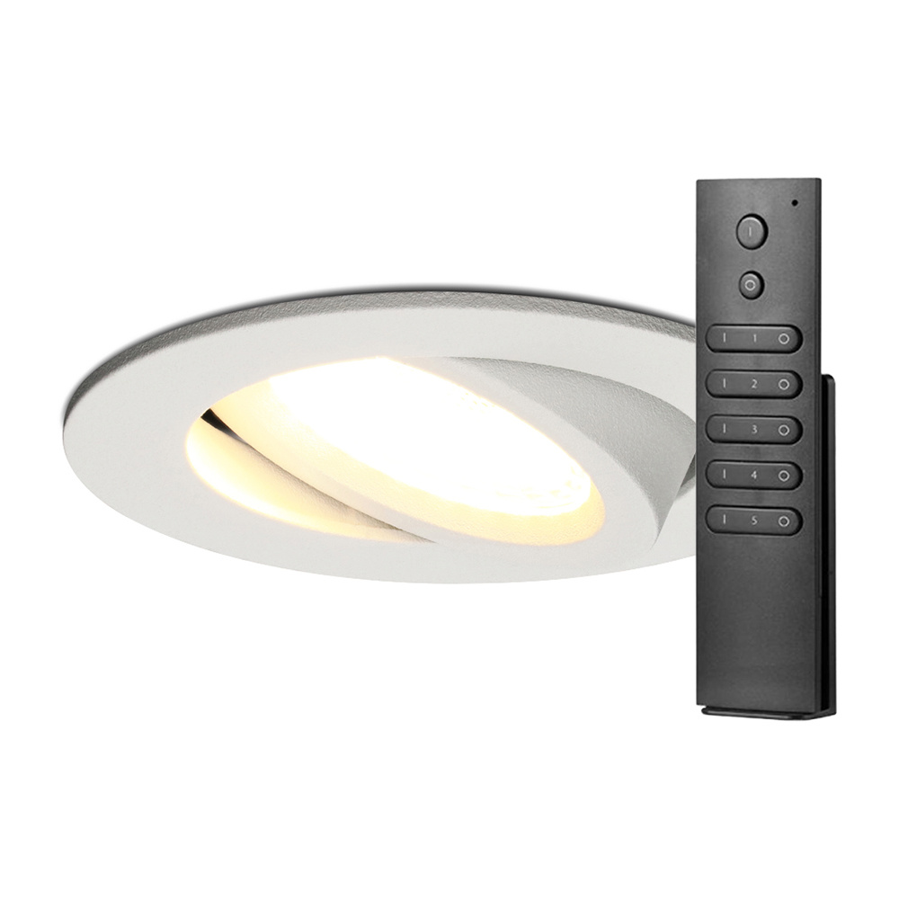 18x Rome LED Spot - 6W 500lm - Tiltbar - Dæmpbar - 2700K - IP44 - Fjernbetjening