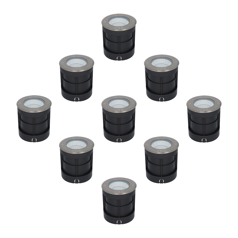 9x Donnie LED Nedgravningsspots - 6W 500lm - 4000K - Rustfrit stål - IP67