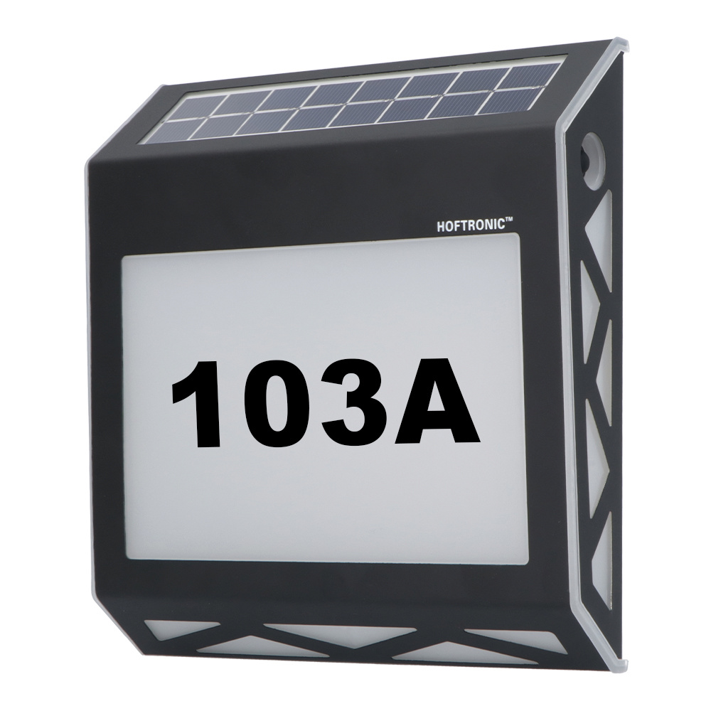 Numa LED Solcellebelyst husnummer - 3000K - 0,6W 40 Lumen - IP65 - Sort