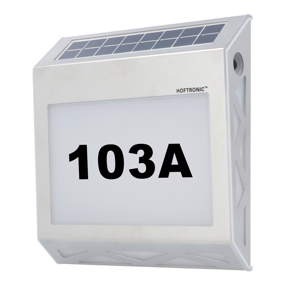 Numa LED Solcellebelyst husnummer - 3000K - 0,6W 40 Lumen - IP65 - Sølv