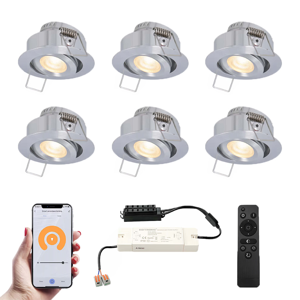 6x Sienna Smart Mini LED Spots med trafo - 2700K - 12V 3W 200lm - IP44
