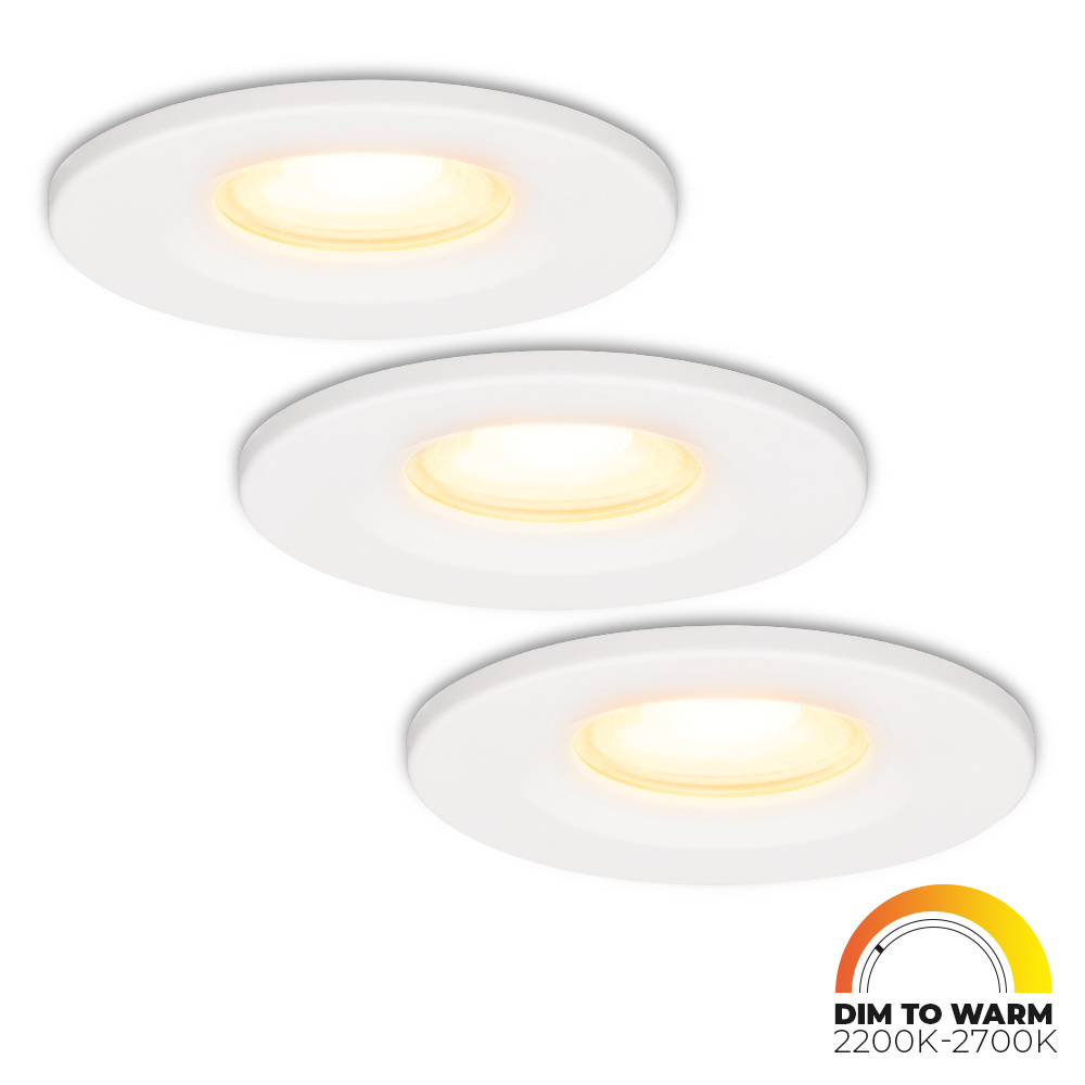 3x Venezia Spot LED Encastrable - 6W 460lm - Dim to warm - IP65 - Blanc