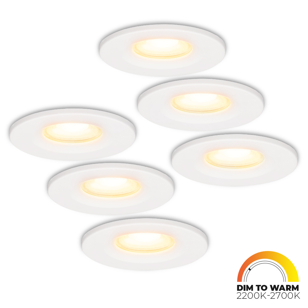 6x Venezia Spot LED Encastrable - 6W 460lm - Dim to warm - IP65 - Blanc