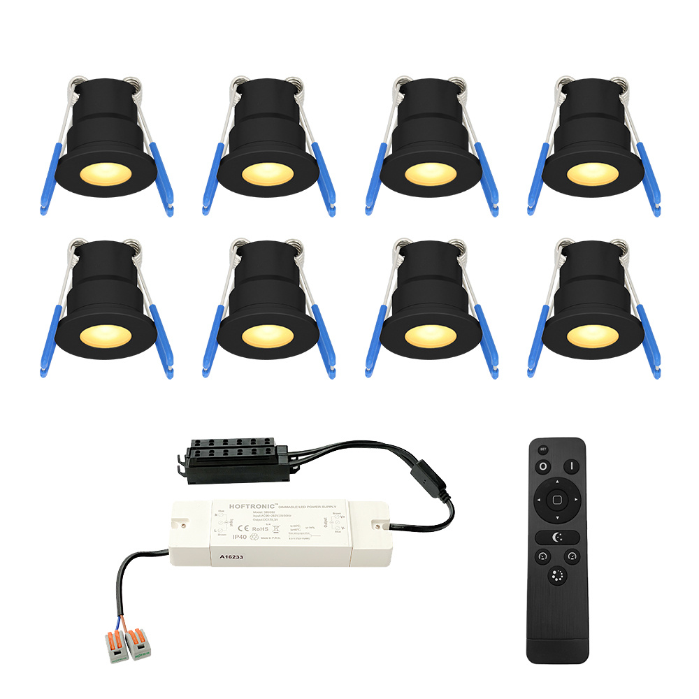 8x Milano Mini Spots LED 12V - 3W 200lm - Dimmables - 2700K - IP65