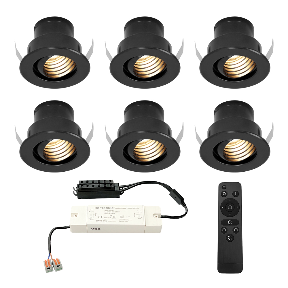 6x Medina 12V Mini Inbouwspots - 3W 150lm - Dimbaar - Kantelbaar - 2700K - IP44