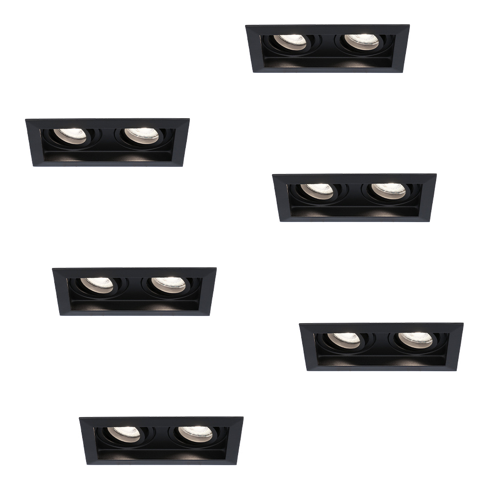 6er Set Durham LED Doppel-Einbaustrahler - 8W 690lm 6500K GU10 Dimmbar schwenkbar