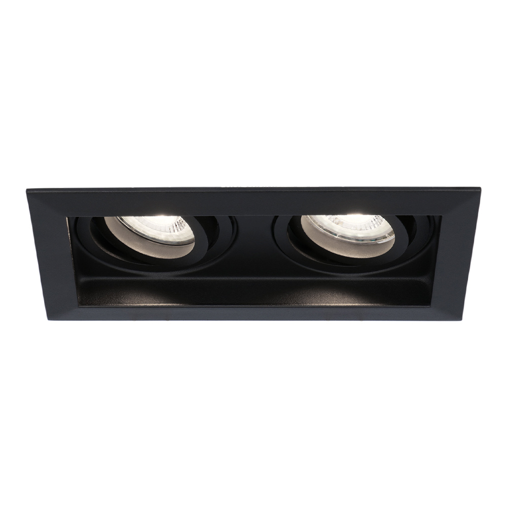Durham Double LED recessed downlights - 8W 690lm - 6500K - GU10 - Tiltable - Black