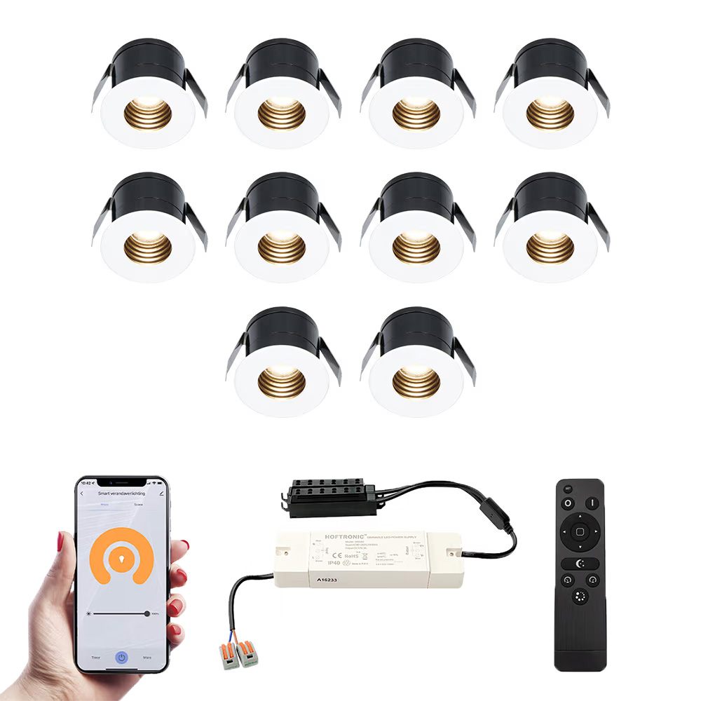 10x Betty Mini Spot LED avec trafo - 12V 3W 140lm - 2700K - IP44 - Blanc
