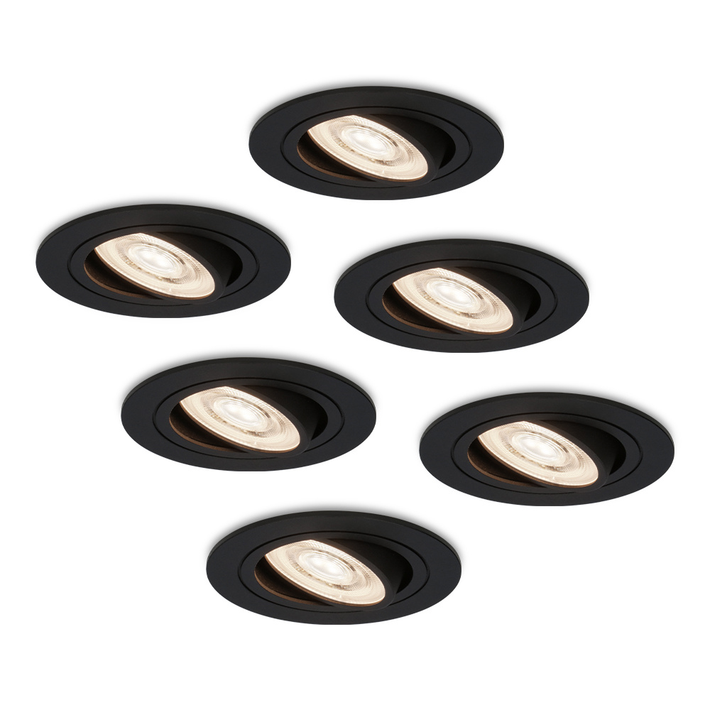 6x Miro LED Recessed Downlights Thin 58mm - 6W 570lm - 4000K - IP20 - Tiltable