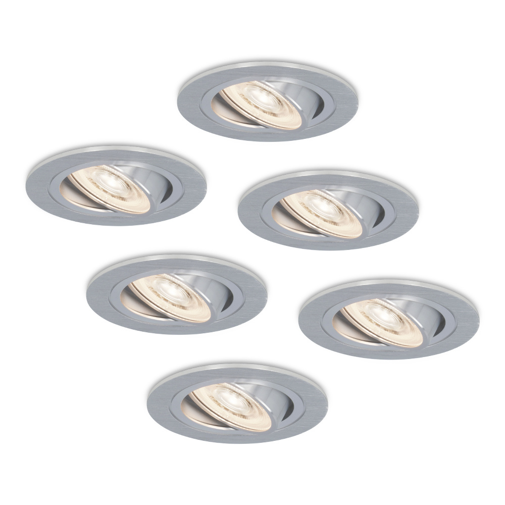 6x Chandler Spot LED Encastrable Plat 58mm - 6W 570lm - 4000K - Inclinable - inox