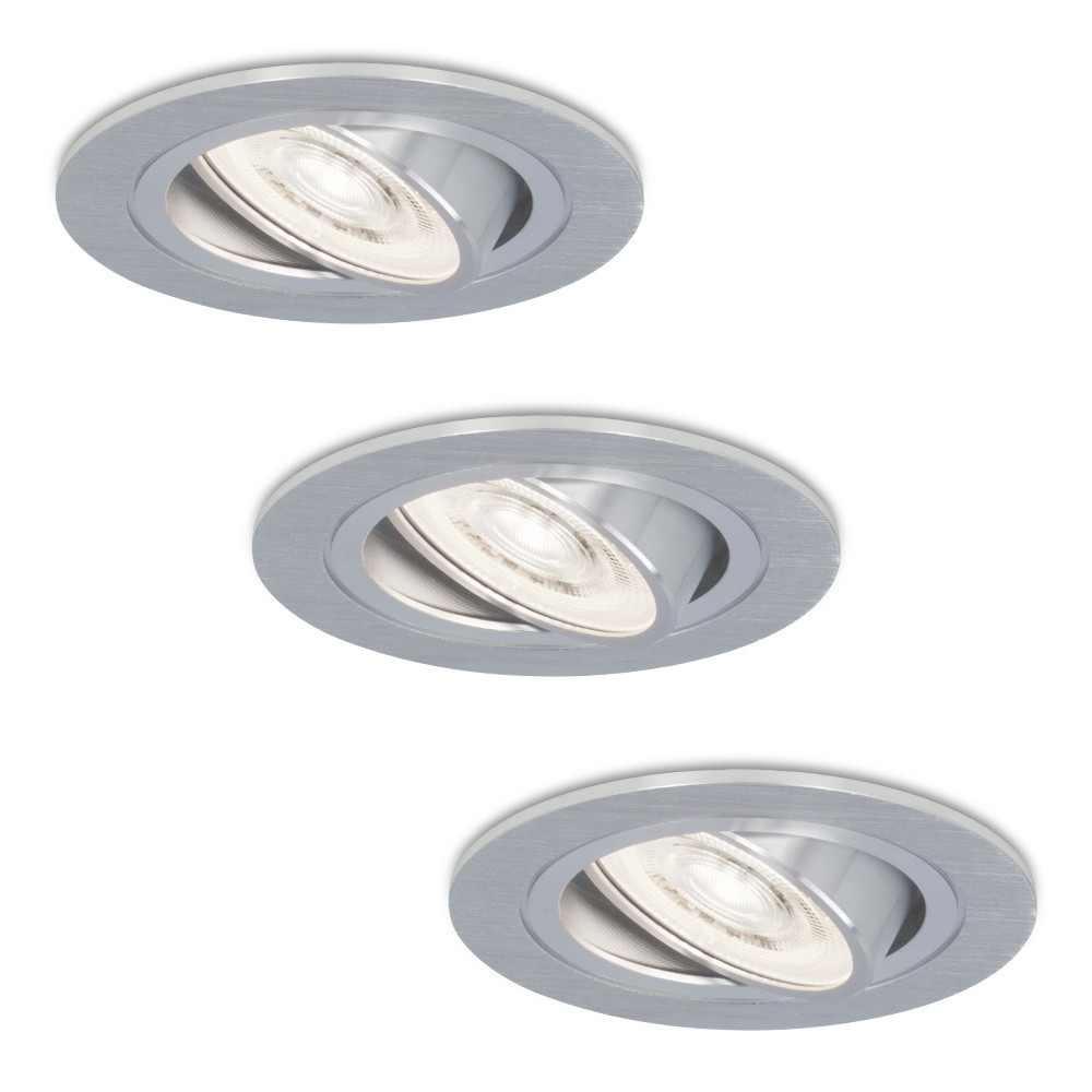 3x Chandler Spot LED Encastrable Plat 58mm - 3.8W 270lm - 6000K - Inclinable - inox