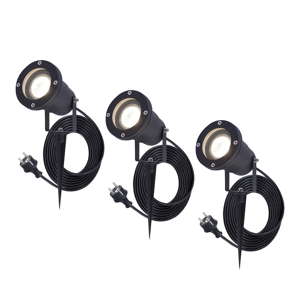 3x Sydney LED Gartenstrahler - 1,5m Kabel - 4000K - 4W 345lm - Schwenkbar - IP65