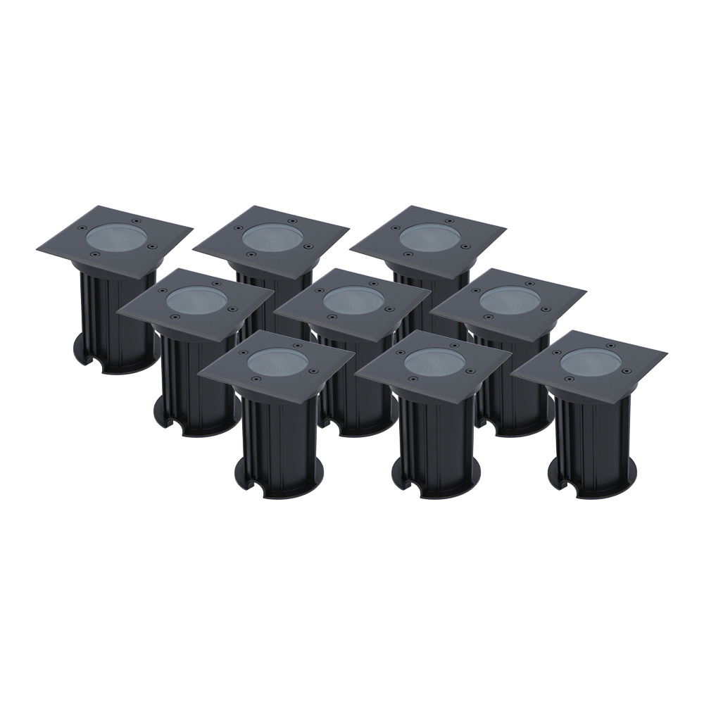 9x Ramsay LED Grondspot - Dimbaar - GU10 - Zwart - IP67 - Excl. Lichtbron