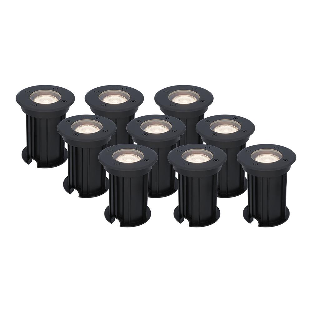 9x Maisy LED Bodeneinbaustrahler - Ø12cm - GU10 - 4W 345lm - 4000K - Dimmbar - IP67