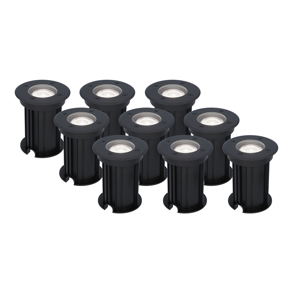 9x Maisy LED Bodeneinbaustrahler - Ø12cm - GU10 - 4W 345lm - 6500K - Dimmbar - IP67