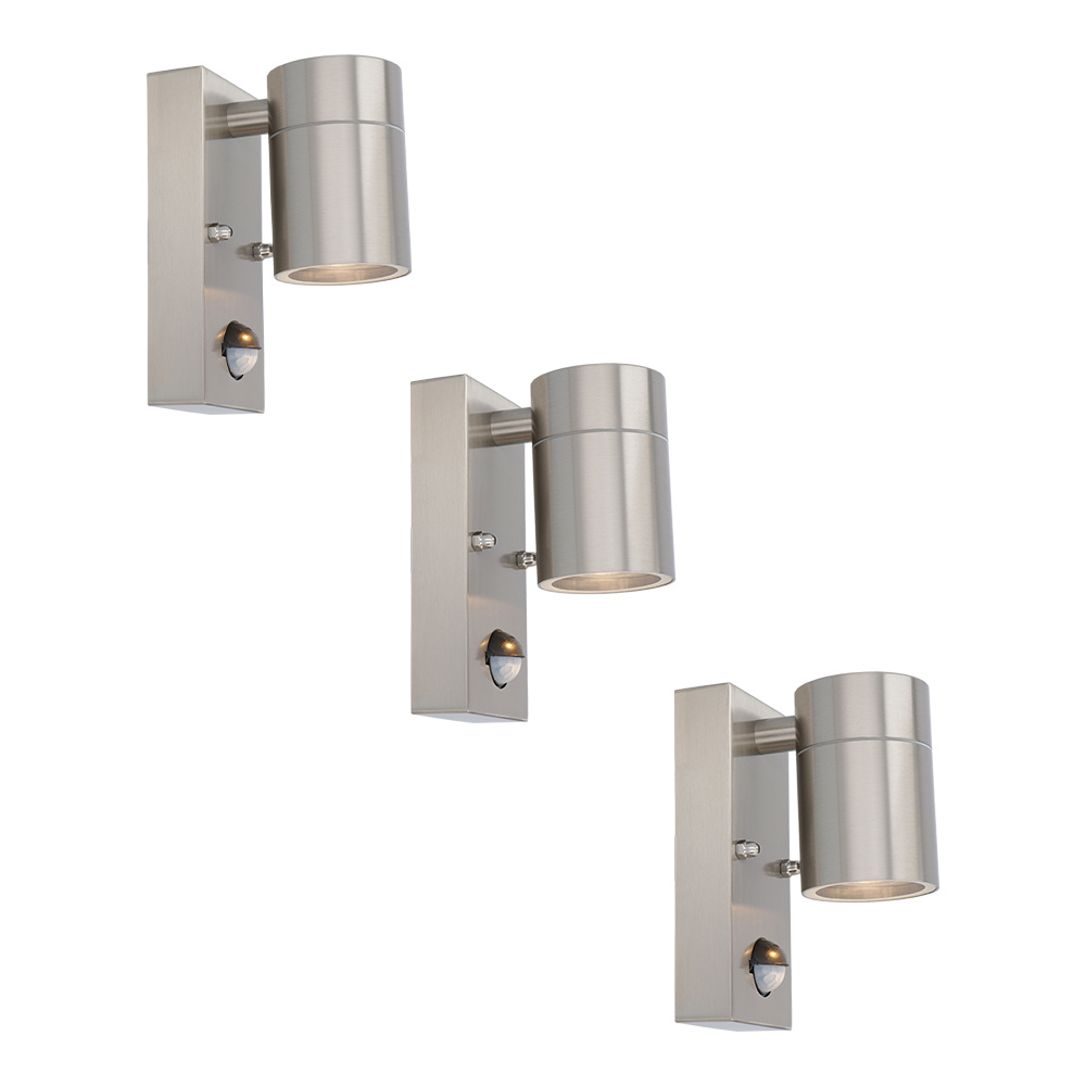 3x Mason LED-væglamper - Sensor - GU10 - 4000K - 4W 345lm - IP44 - Rustfrit stål