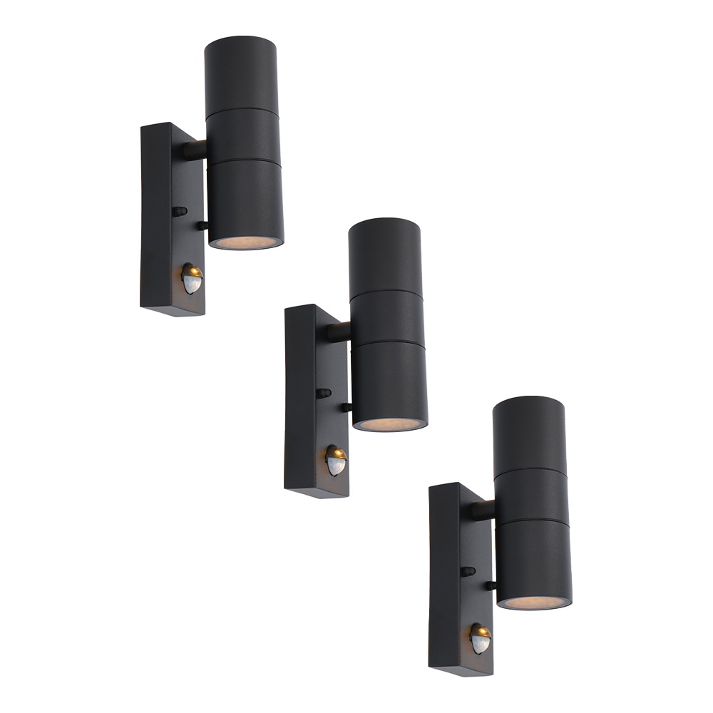 3x Blenda LED Væglampe - Sensor - 2700K - 8W 690lm - IP44 - Sort