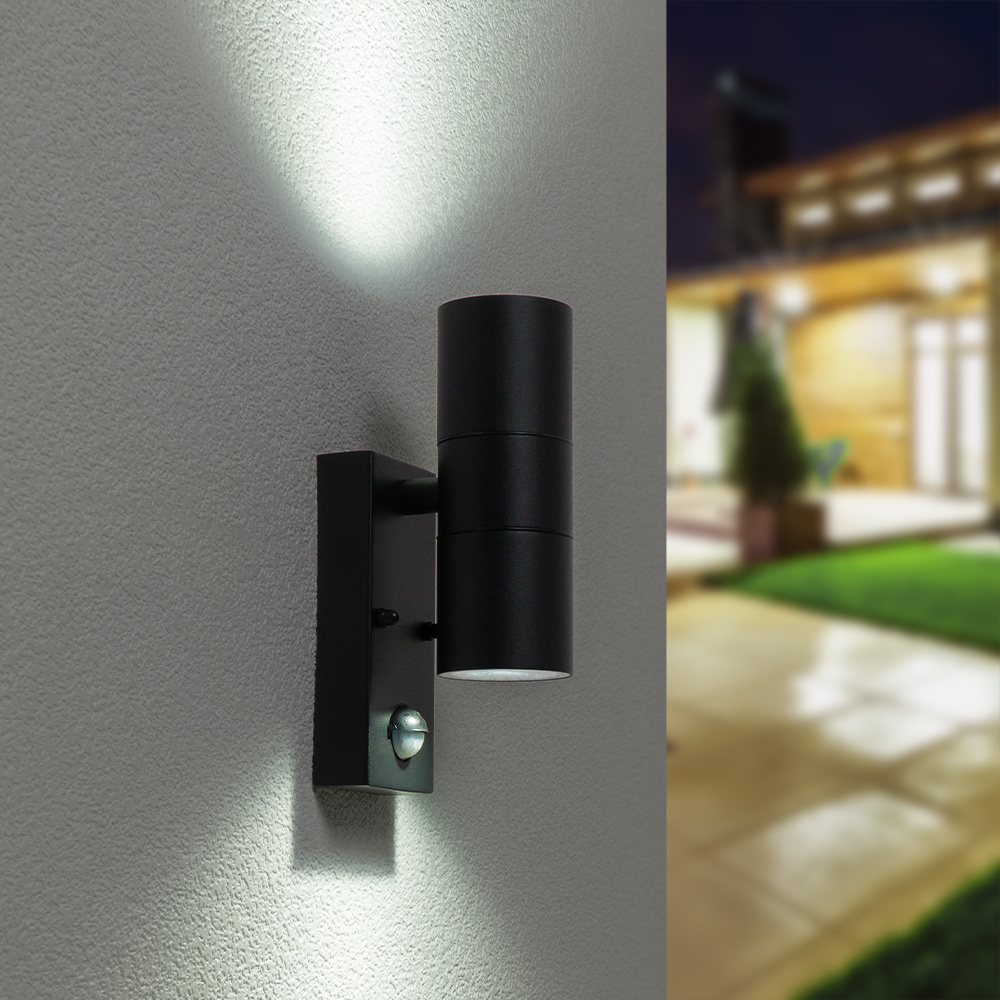 Blenda LED-vägglampa - Upp & Ned - Sensor - 6500K - 8W 690lm - IP44 - Zwart