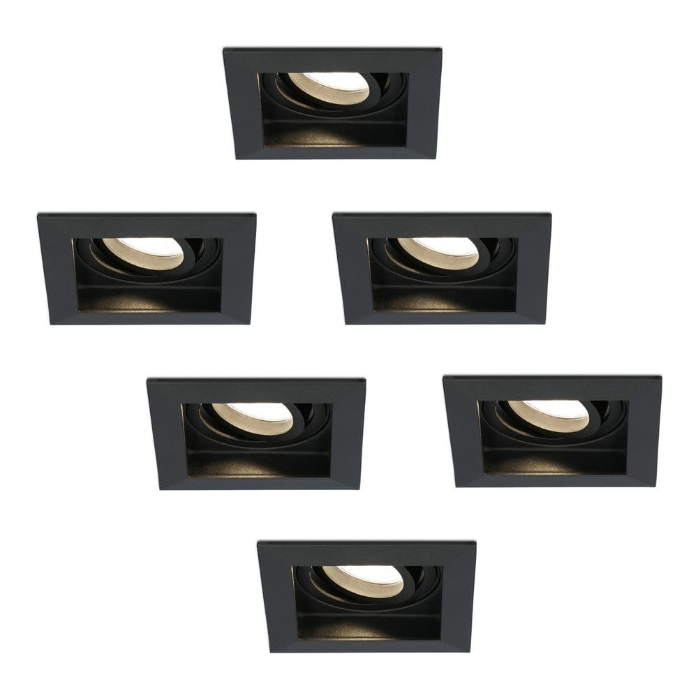 6x Fresno LED indbygningsspots - 4W 345lm - 2700K - Vipbar - dæmpbar - Sort