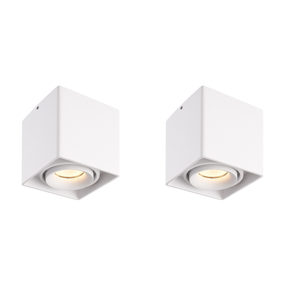 2x Esto LED Plafond Spot Carré - 4W 345lm - Dimmable - Inclinable - 2700K - GU10