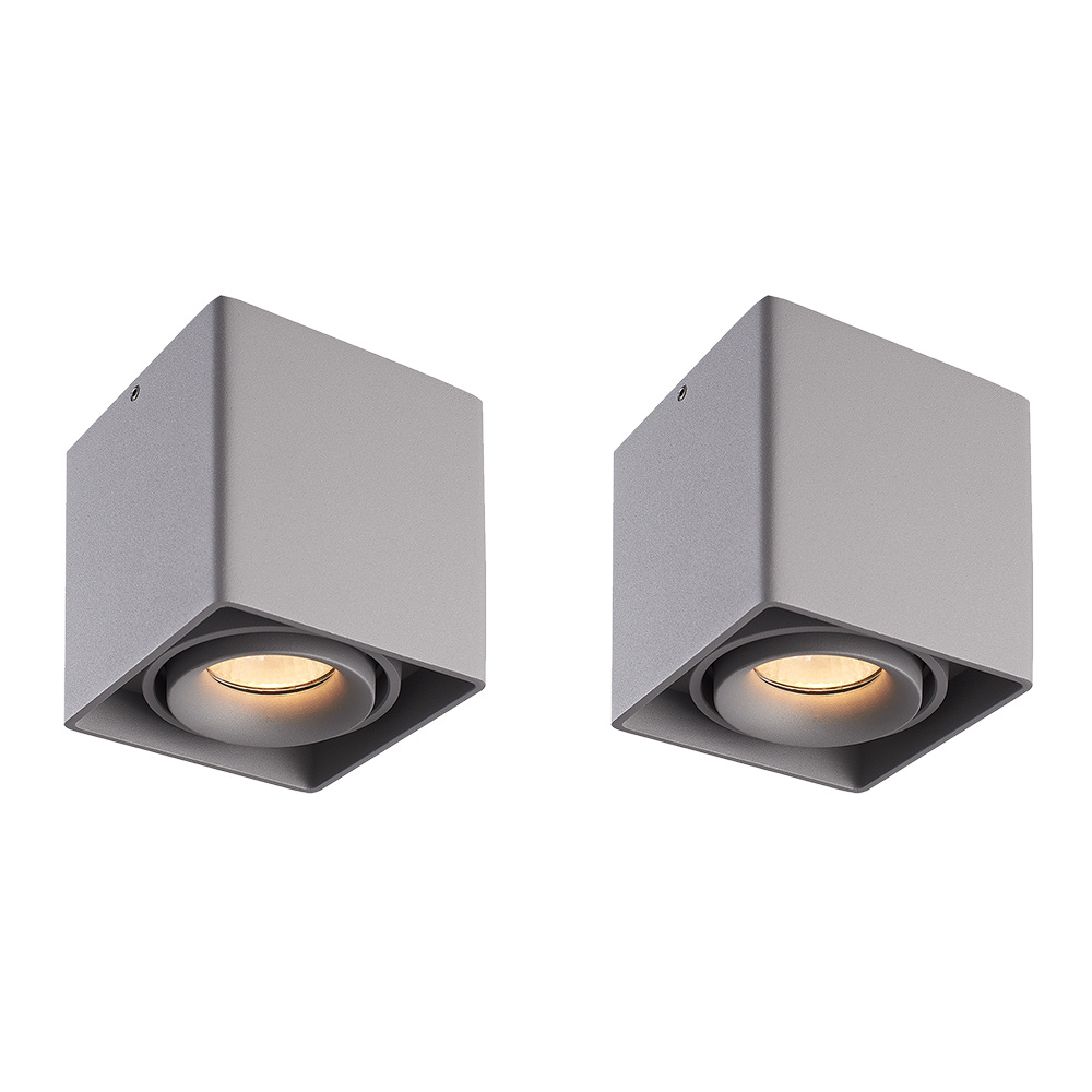 2x Esto LED Plafond Spot Carré - 4W 345lm - Dimmable - Inclinable - 2700K - GU10