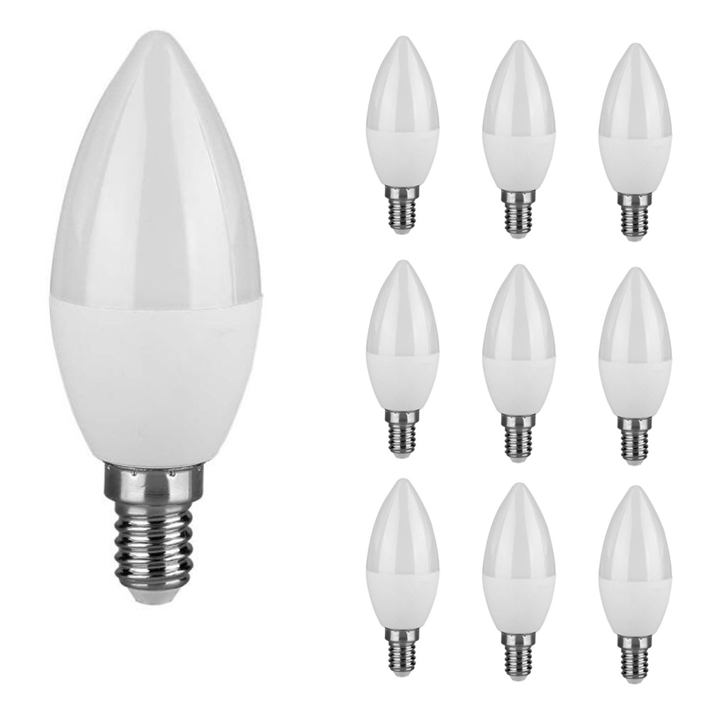 10x E14 LED Lamps - 3.7W 320lm - 6500K - Replaces 25W - Candle Lamp