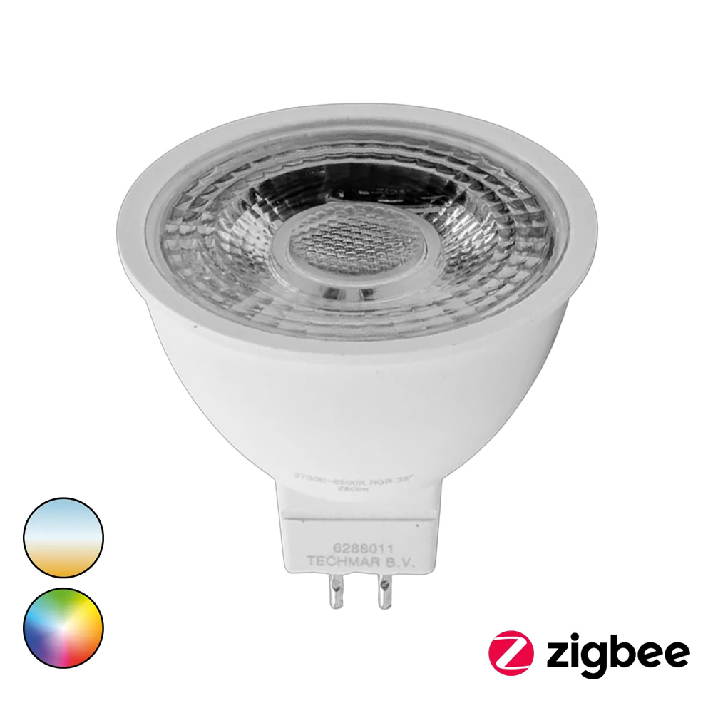 Lampe LED Intelligente MR16 - 5W - 310lm - Zigbee RGBCCT - 12V - Dimmable via App - Blanc