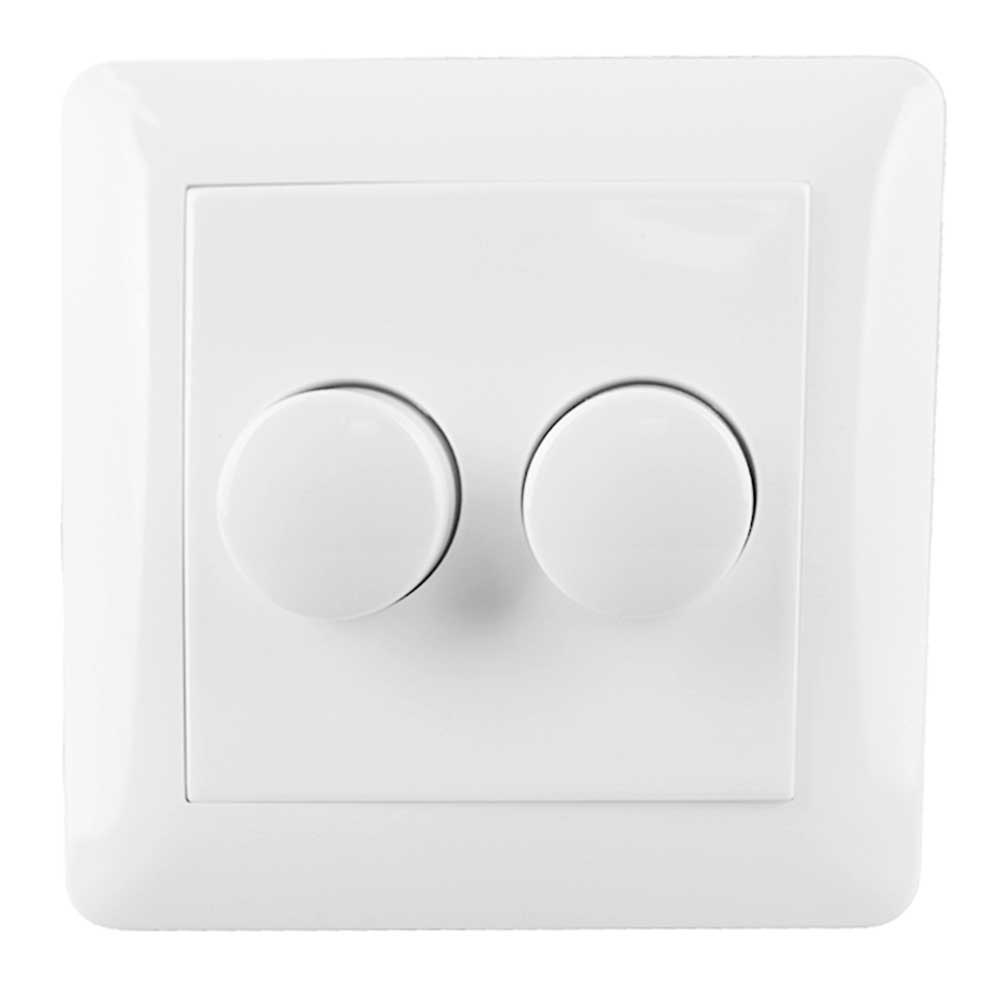 Doppelter Dimmertaster inkl. Zentralplatte und Rahmen - Weiß - Passend zu Art. 843037