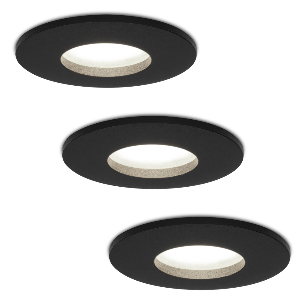 3x Porto LED Einbaustrahler - Dimmbar - 4 W 6500K - IP44 - GU10 Fassung