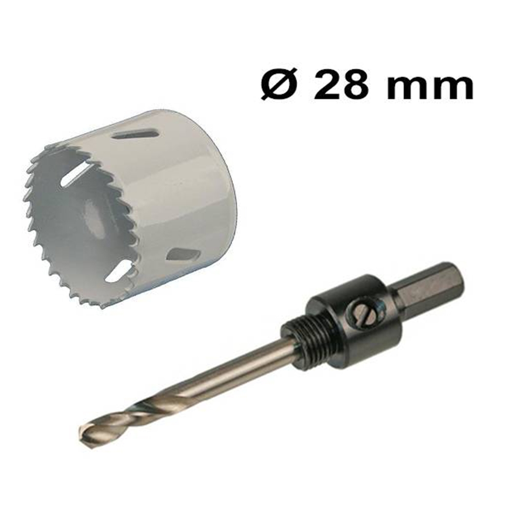 Scie-cloche Ø28 mm - Adaptateur avec foret central - Lame saW bimétallique